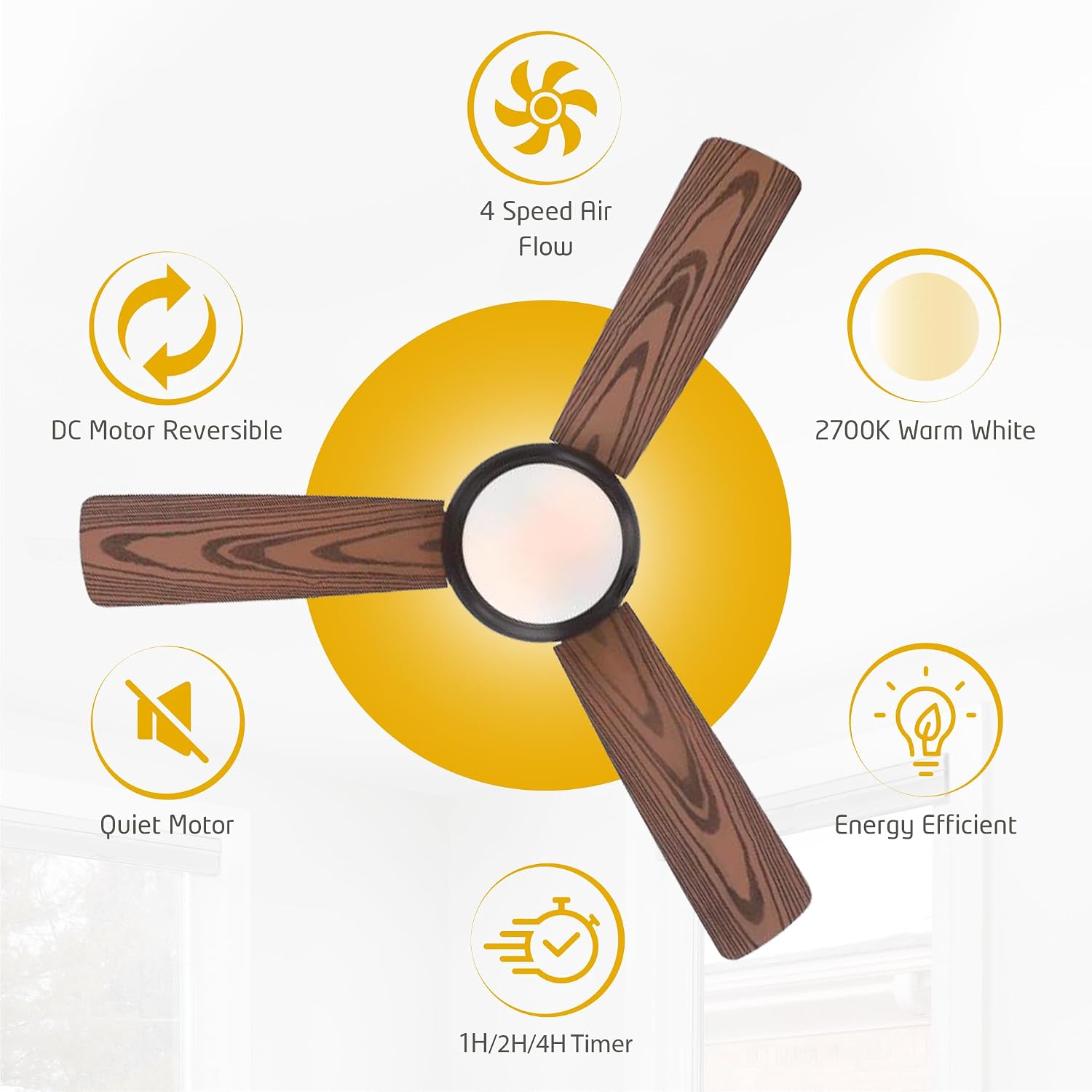 Ciata 44-inch Ceiling Fans with Lights – Smart Ceiling Fan for Bedroom/Living Room – Advanced Ceiling Fan with Remote Compatible with Alexa/Google Home – Wi-Fi Fans for Home – Black Bronze Finish