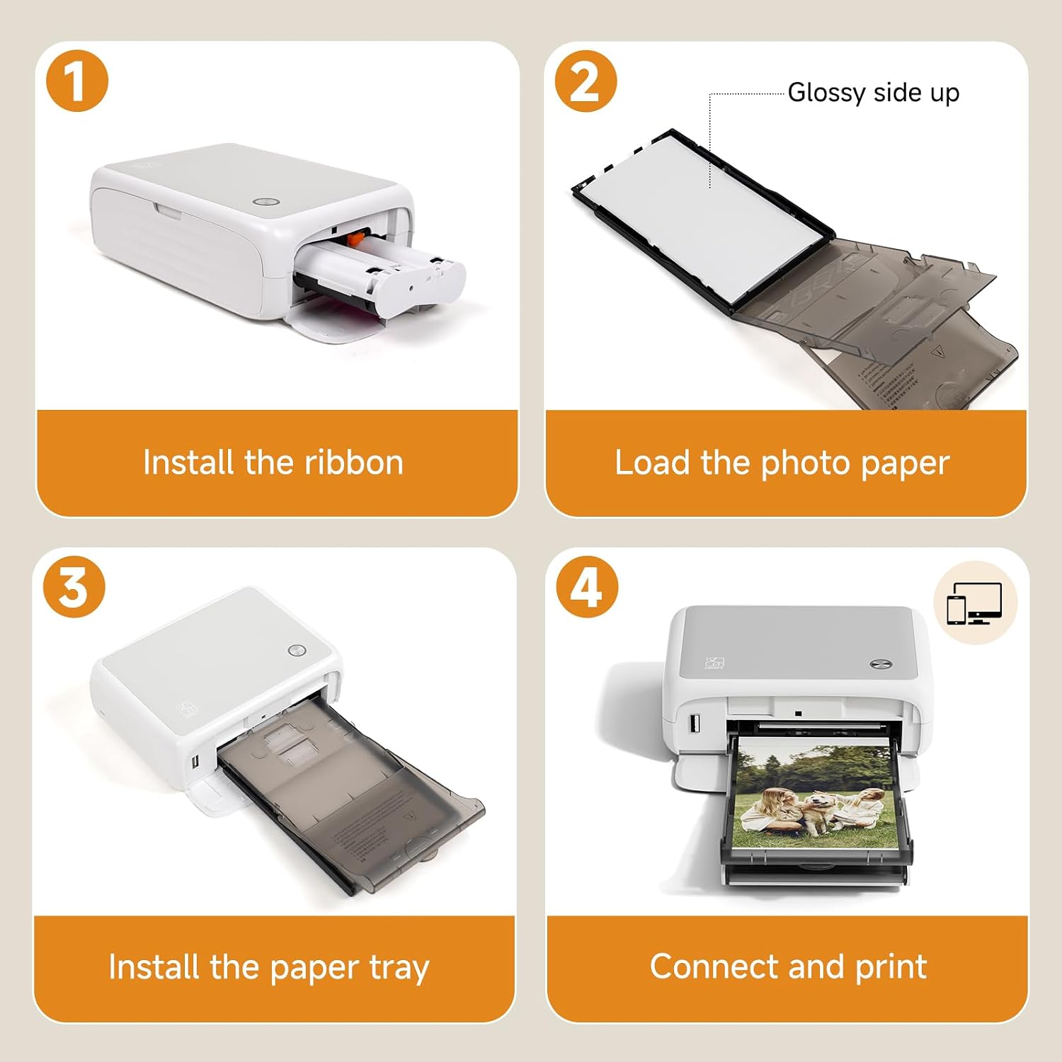 HPRT 4x6 Photo Printer, Full Color Photo Printer for Phone/Laptop/MacBook, Support Wi-Fi Connection, AR Video Printing, Thermal Dye Sublimation (10 Sheets Photo Paper Included)