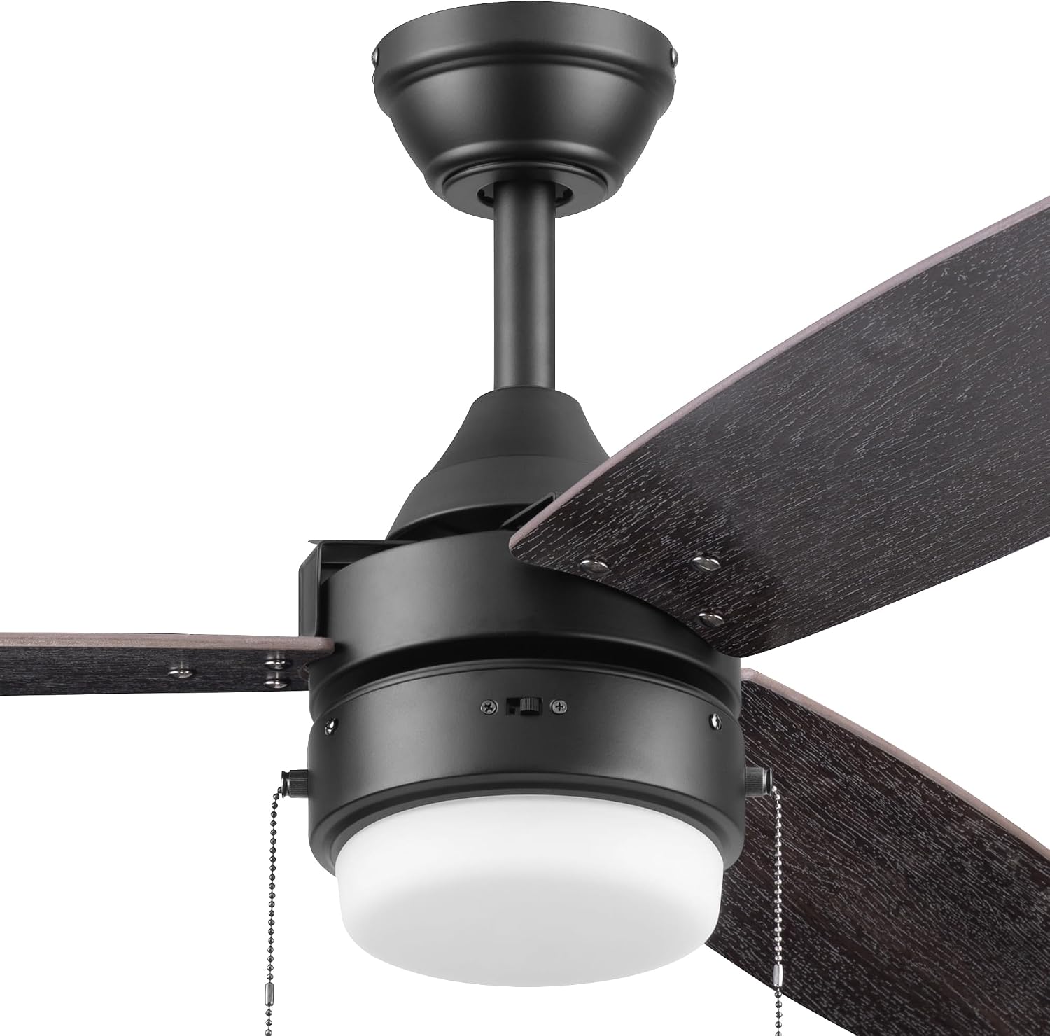 Honeywell Ceiling Fans Berryhill, 48 Inch Ceiling Fan with Color Changing LED Light, Pull Chain, Dual Mounting Options, 3 Dual Finish Blades, Reversible Airflow - 51858-01 (Matte Black)