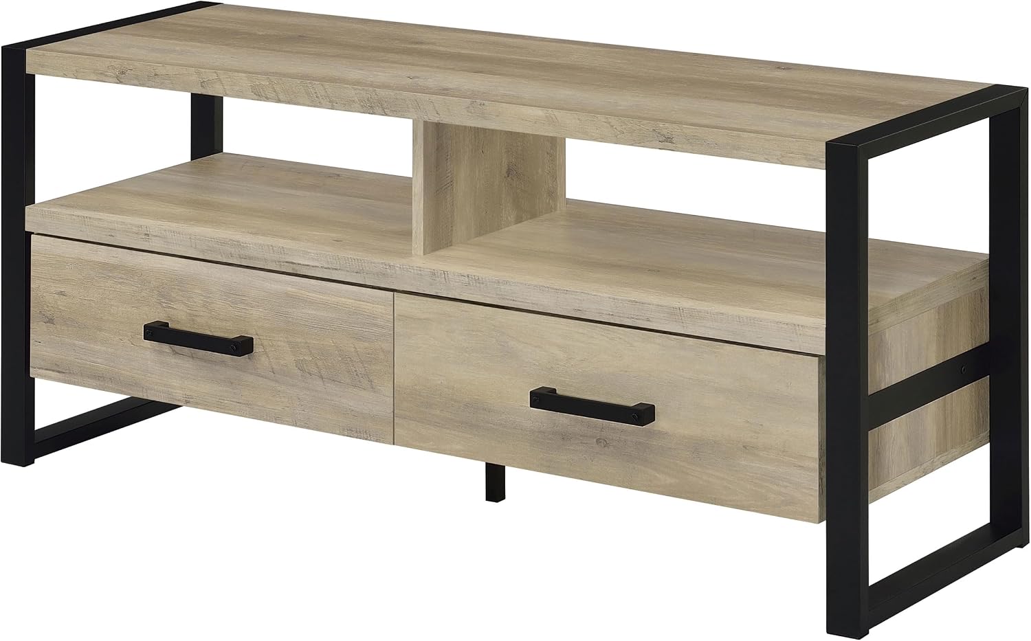 Coaster Home Furnishings - James - Engineered Wood & Metal - 48-inch 2-Drawer TV Stand with Stacked Design, 2 Open Compartments - Living Room - Distressed Pine - 704271
