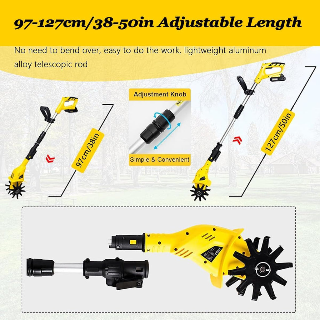 20V Garden Tiller, Light Electric Tiller Cultivator, Working Width 10 cm, Depth 10 cm, Electric Garden Tiller for Gardening, Soil Cultivation
