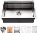 Houzer Novus Stainless Steel Kitchen Sink: 26 Inch Undermount Dual Platform Workstation Kitchen Sink with Accessories, Durable & Versatile, Essential for Home & Apartment: NVS-2600