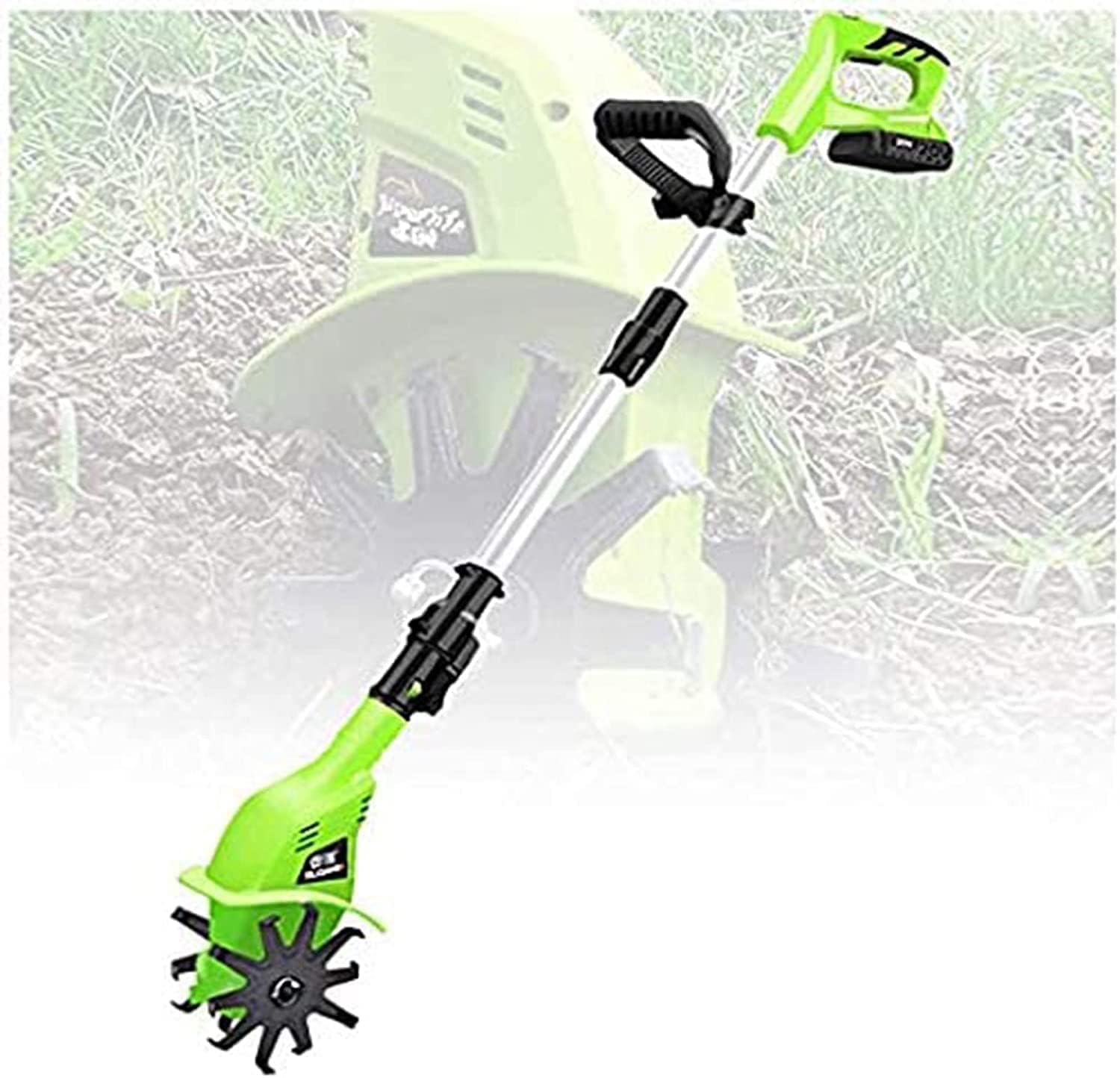 LXXW Electric Tiller Cordless Rotavator, 20V Lightweight Handheld Garden Tiller Rotavator with 4000Mah Rechargeable Battery and Charger Electric Cultivator