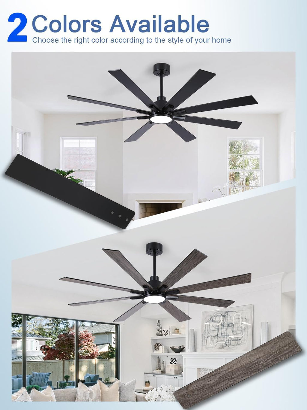 62 Inch Ceiling Fans with Lights and Remote, Pure Copper DC Motor Black Large Indoor/Outdoor Modern Industrial Ceiling Fan, Quiet, 6 Speed, 3CCT, for Patios Living Room Farmhouse Garage
