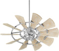 Quorum 194410-9 Windmill 44 Inch Ceiling Fan | 10 Blade Indoor Outdoor Fan | 3 Speed DC Motor | Wall Control Included | Light Kit Adaptable | Galvanized Finish with Weathered Oak Blades