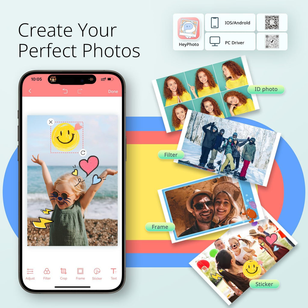 YOTON Photo Printer with 108 Sheets (6'x4') & 2 Ink Ribbon, Support AR Video Printing, WiFi Connection, Portable Photo Printer for iPhone/Android/Laptop
