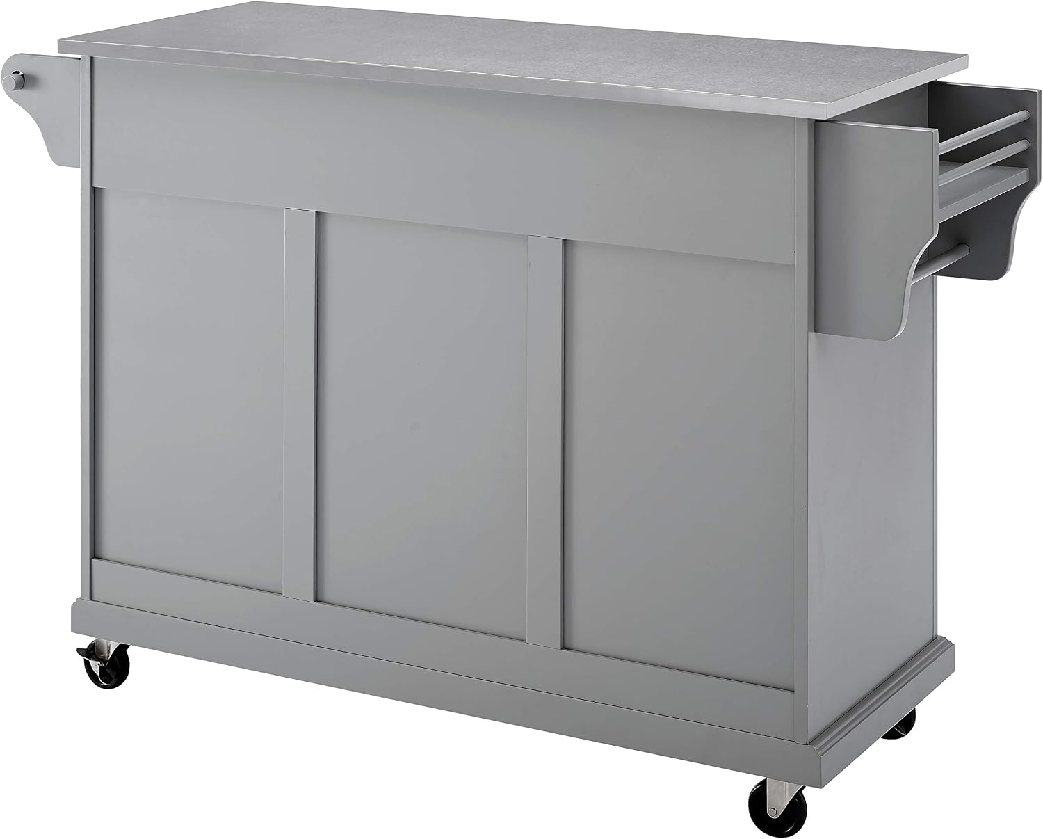 Crosley Furniture Full Size Stainless Steel Rolling Kitchen Island Storage Cart, Microwave Stand, Spice Rack, Gray
