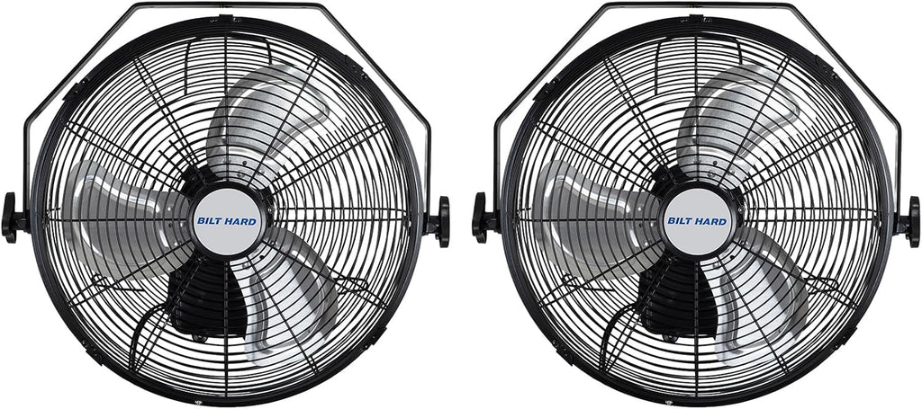 BILT HARD 3000 CFM 14 in. Outdoor Wall Mount Fan, 3-Speed Waterproof Wall Fan Industrial Grade High Velocity Outdoor Fans for Patio, Commercial, Garage, and Gazebo Use- ETL Listed, 2 Pack
