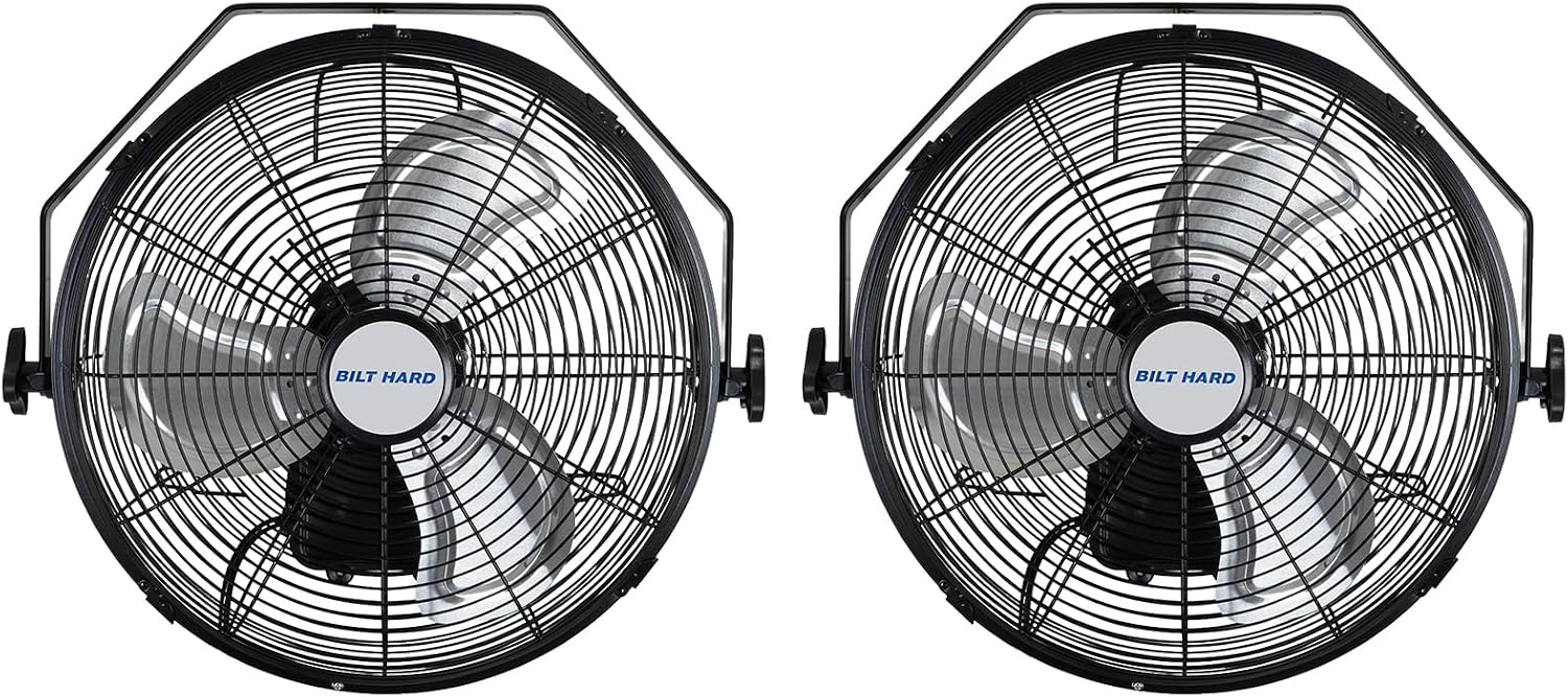 BILT HARD 3000 CFM 14 in. Outdoor Wall Mount Fan, 3-Speed Waterproof Wall Fan Industrial Grade High Velocity Outdoor Fans for Patio, Commercial, Garage, and Gazebo Use- ETL Listed, 2 Pack