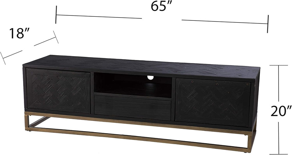 SEI Furniture Dessingham Reclaimed Wood Media TV Stand, Black/Gold, (AMZ3196901SM)