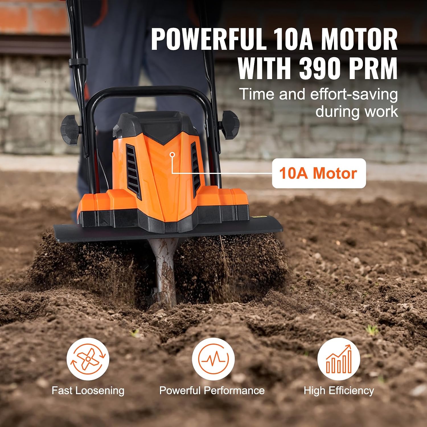Happybuy 10 Amp Electric Tiller, 14' Tilling Width 3.94' Tilling Depth Corded Electric Tiller/Cultivator, Steel Mn Tines, Ideal for Garden Lawn Soil Digging