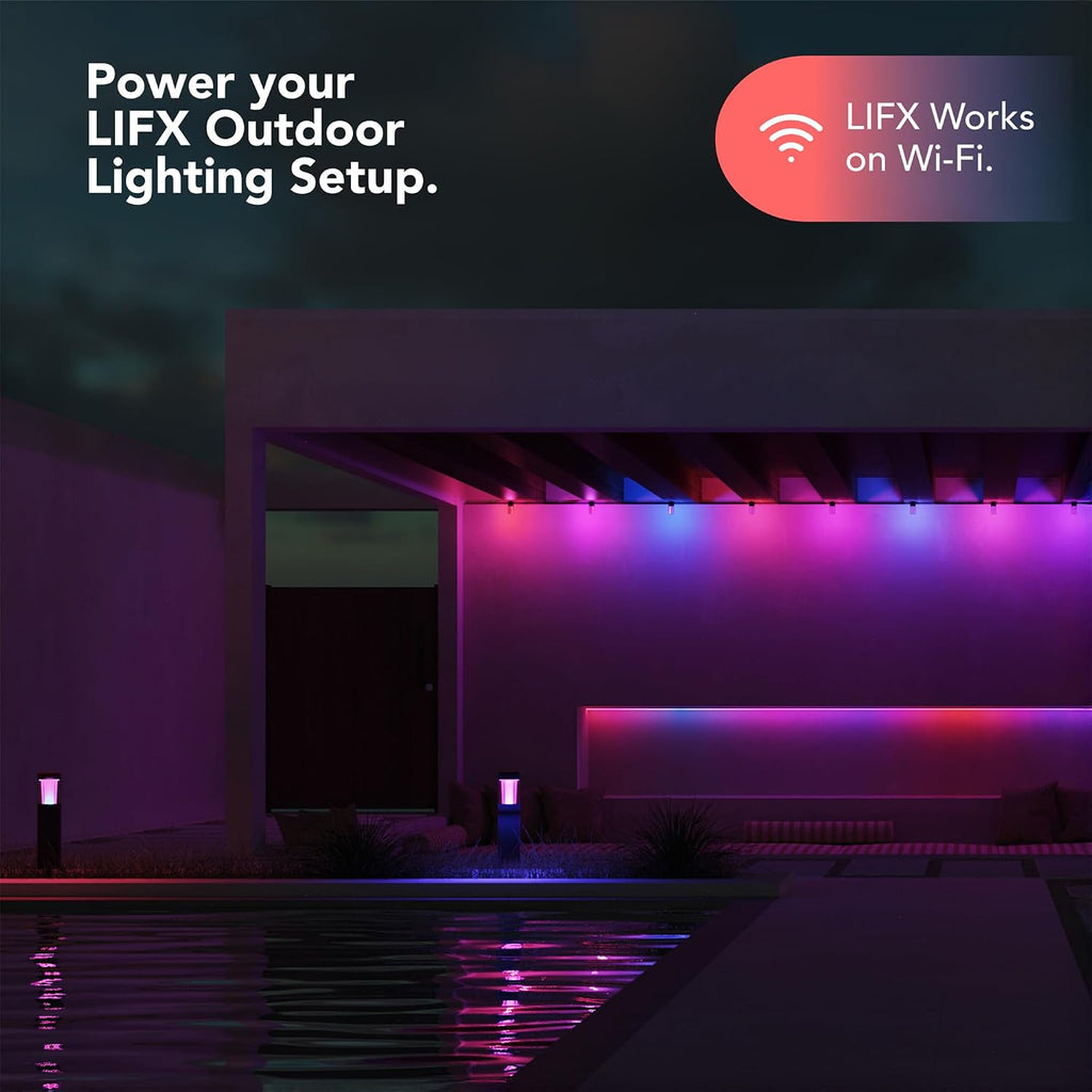 LIFX Outdoor Landscape Low Voltage Plug-in Power Supply Kit, Dual Output, Supports Up to 8 Path or Spot Lights, Weatherproof Cabling, Includes 10 ft Extension Cable & T-Connectors, LFX/PSUKIT/WP