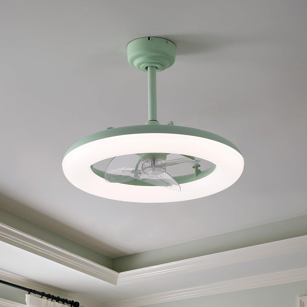 OVAL AIR AIR8001B Piero 21.5' Contemporary Minimalist 6-Speed Metal Mobile-App/Remote-Controlled Dimmable Smart Integrated LED Ceiling Fan Bedroom, Living Room, Dining Room, Pistachio Gelato