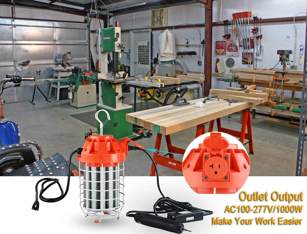 Dephen 130W LED Temporary Work Light - 18200 Lumen, Rugged Steel Safety Guard, Linkable Design, UL Listed, 5 Year Warranty