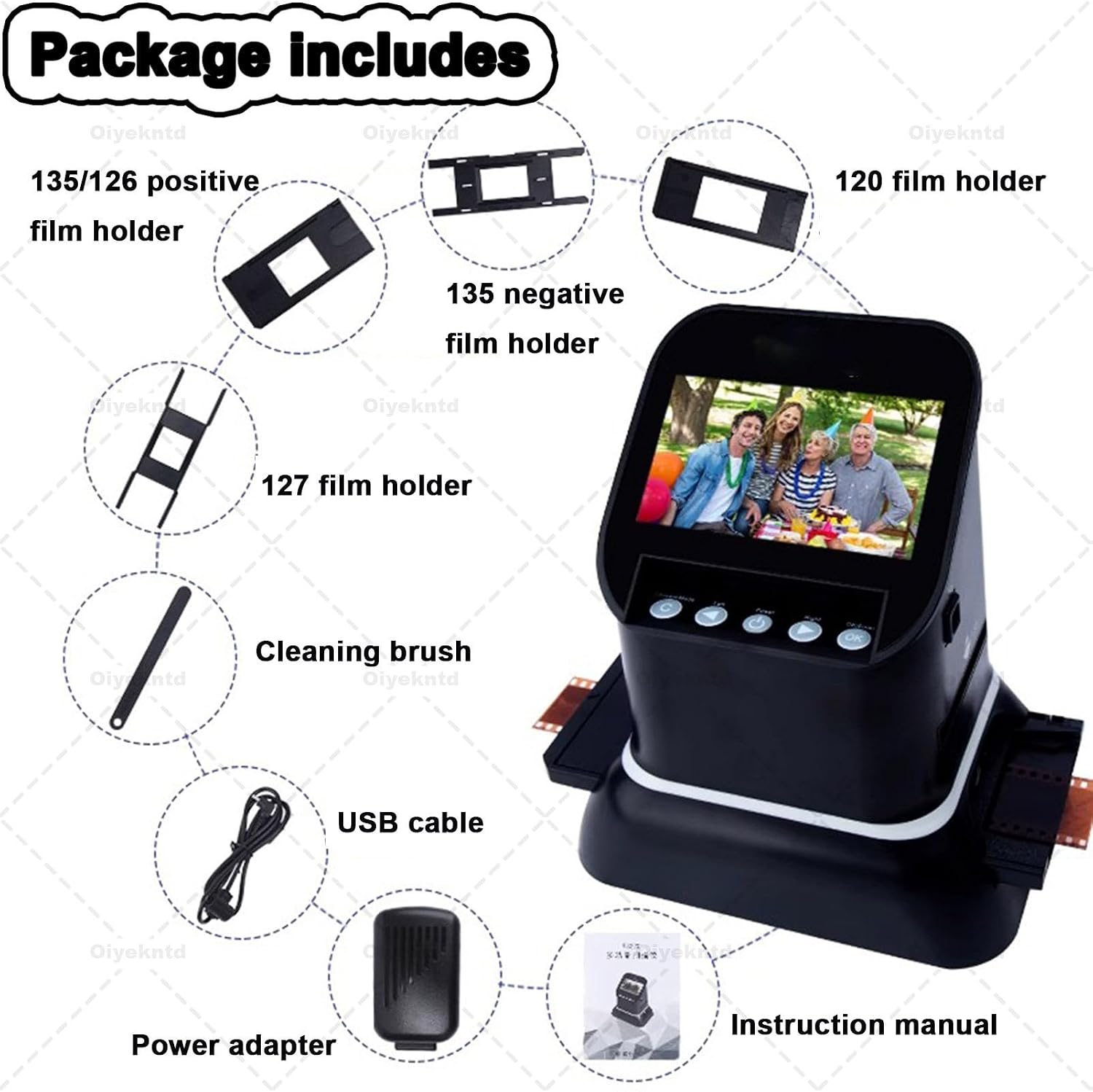 120 High Resolution Film Slide Scanner, for 35mm, 135,126,127 Negatives & Slides to Digital JPEG, Professional Film Scanner Supports Image Preview & Editing