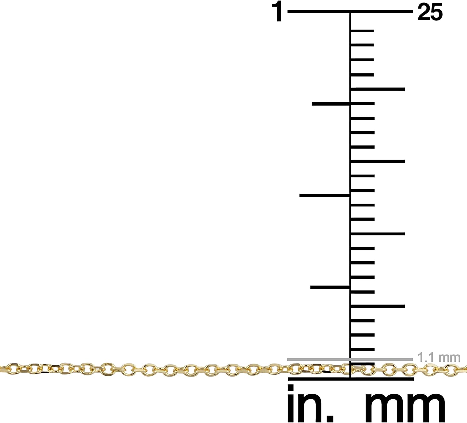 KoolJewelry 10k Yellow Gold 1.1 mm Cable Chain Necklace for Women (16, 18, 20, 24 or 30 inch)