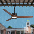 52 Inch Outdoor Ceiling Fan with Light and Remote, Reversible Waterproof Patio Fan for Gazebo Pergola Porch Deck Balcony, Wet Rated Plug-in Hanging Ceiling Fan for Outside