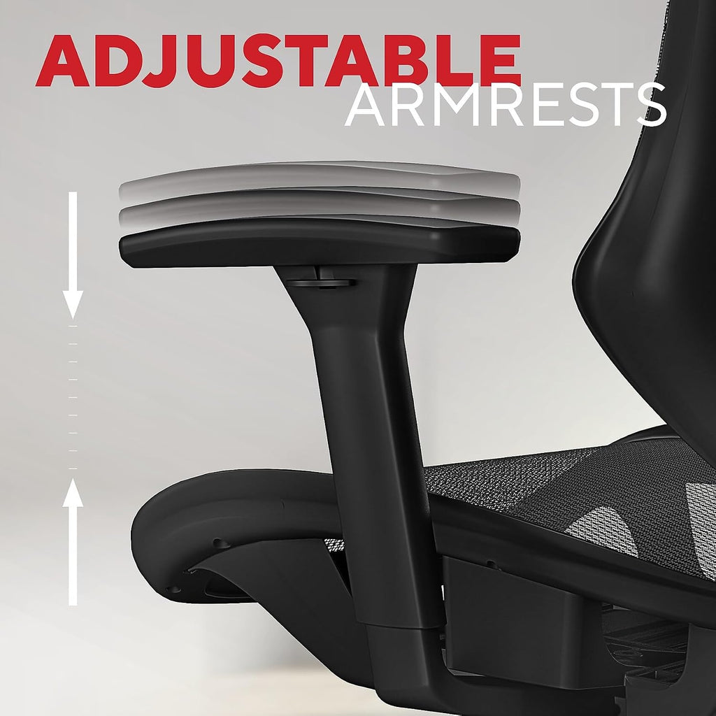 Staples Dexley Ergonomic Mesh Office Chair - Adjustable Height, Swivel Tilt, Lumbar Support, Black