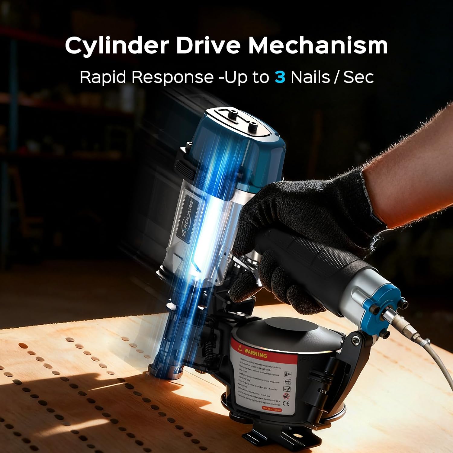 YARDCARE CRN45 Roofing Nailer, 15 Degree Pneumatic Coil Roofing Nail Gun for 7/8″ to 1-3/4″ Nails, 120 Coil Capacity, 70-120 PSI Pistolas Para Roofing for Asphalt Roofing Shingles Wooden Cases
