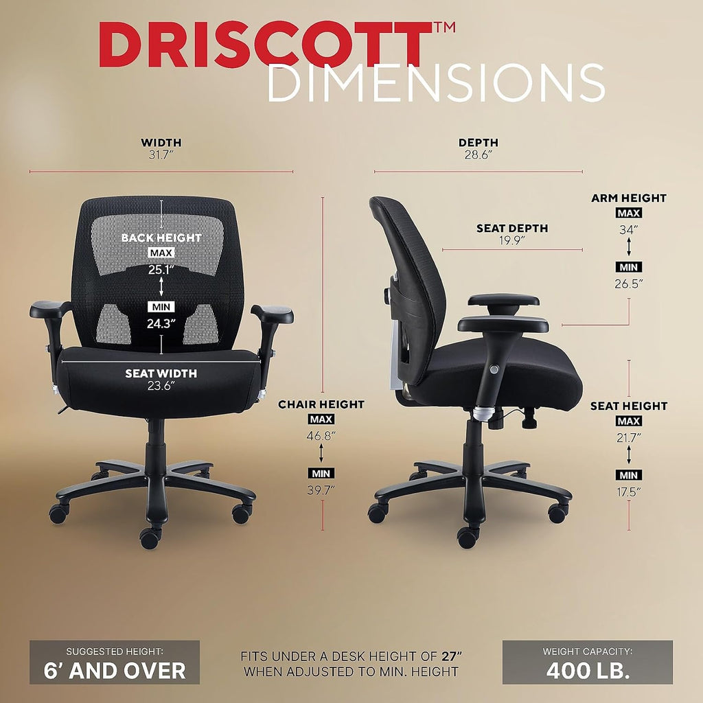 Staples 1680262 Driscott Mesh Big and Tall Chair Black