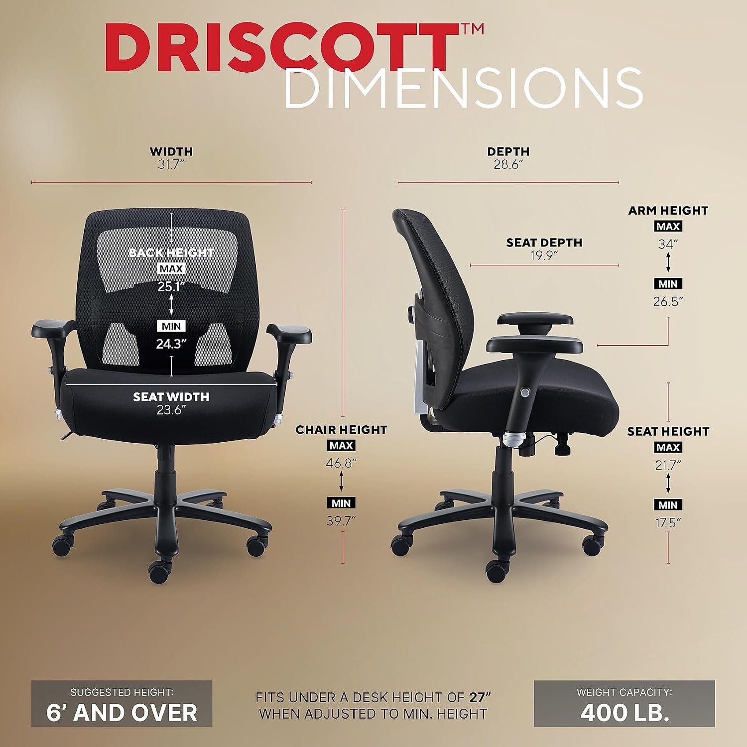 Staples 1680262 Driscott Mesh Big and Tall Chair Black