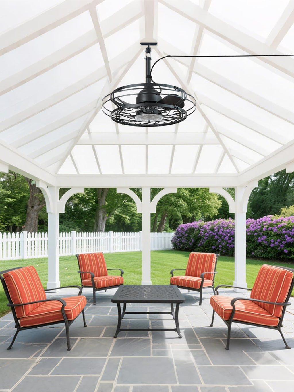 Orison Outdoor Ceiling Fan with Light, 21' Gazebo Fans Outdoor Hanging, Plug in Ceiling Fan for Pergolas Canopy Patio, Waterproof Outdoor Fans with Remote/APP Control, Wet Rated