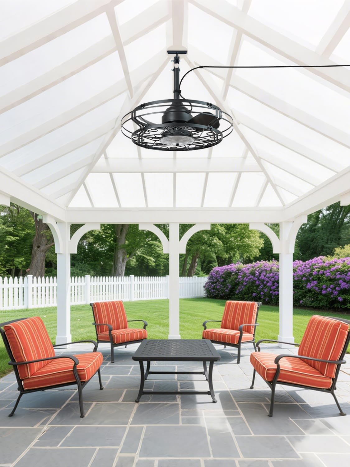 Orison Outdoor Ceiling Fan with Light, 21' Gazebo Fans Outdoor Hanging, Plug in Ceiling Fan for Pergolas Canopy Patio, Waterproof Outdoor Fans with Remote/APP Control, Wet Rated