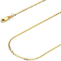 14k REAL Yellow/White Gold Solid 1.5mm, 1.2mm Side Diamond Cut Rolo Cable Chain Necklace with Lobster Claw Clasp