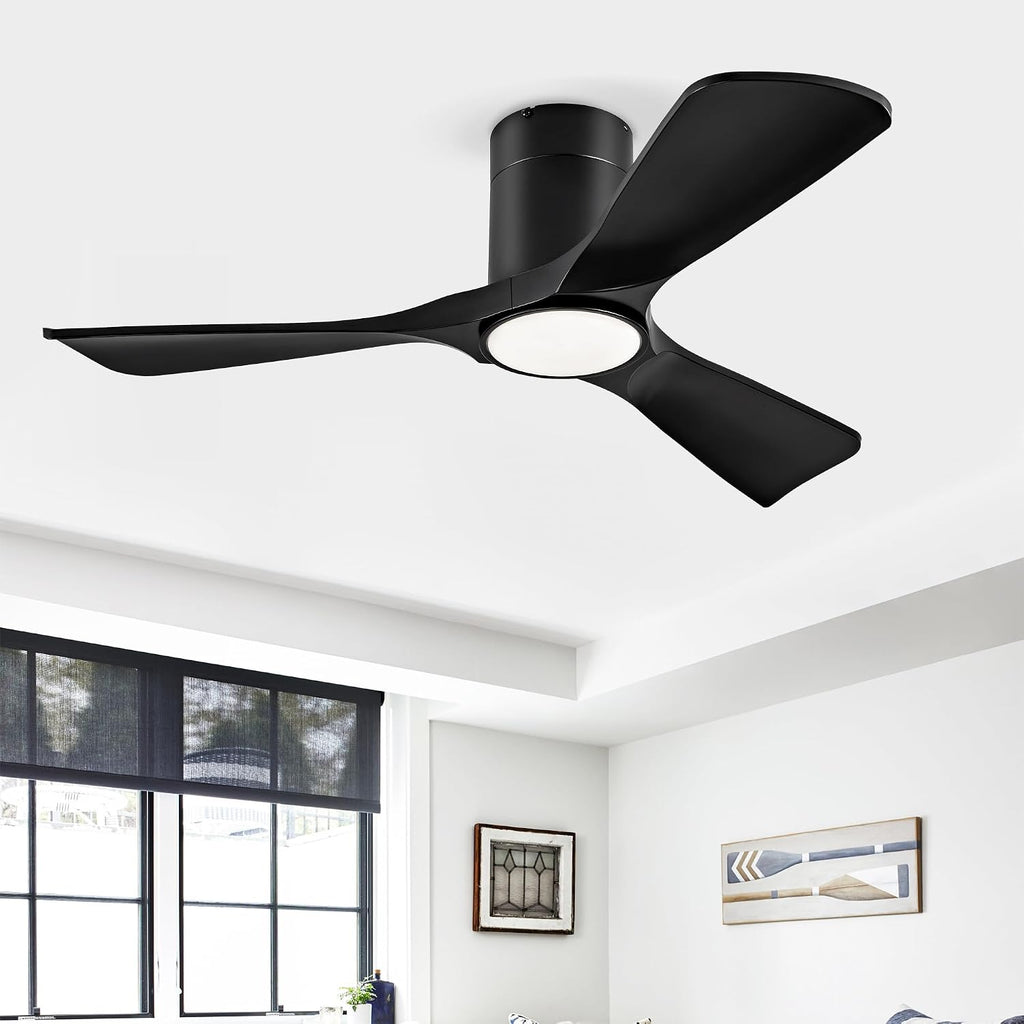 Ceiling Fan with Lights 42 Inch Flush Mount Ceiling Fan with Remote Control, ABS Blades Outdoor Ceiling Fans for Bedroom,Farmhouse,Patio,Indoor, Quiet DC Motor