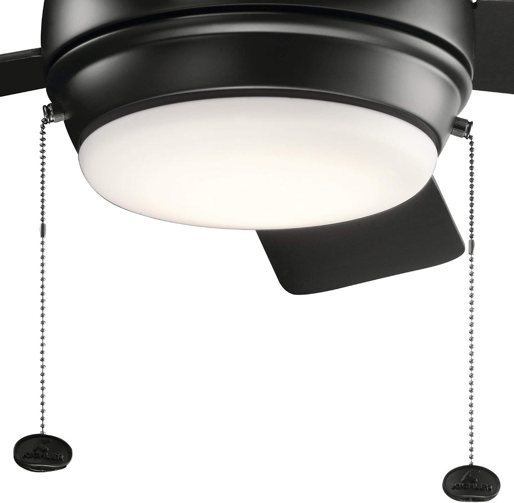 Kichler Starkk 42 in 5-Blade Ceiling Fan with LED Light, Matte White Indoor Modern Fan with Etched Cased Opal Glass and Dimmable 17W Light for Bedroom Living Room, 330171MWH
