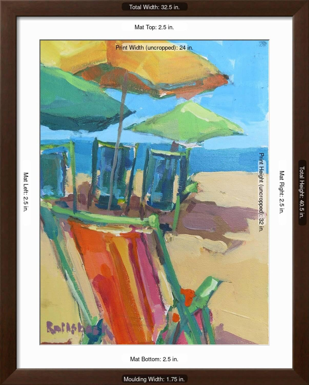 ART.COM Wall Art Print Beach Days on Brown Frame by Page Pearson Railsback, 32' x 40'
