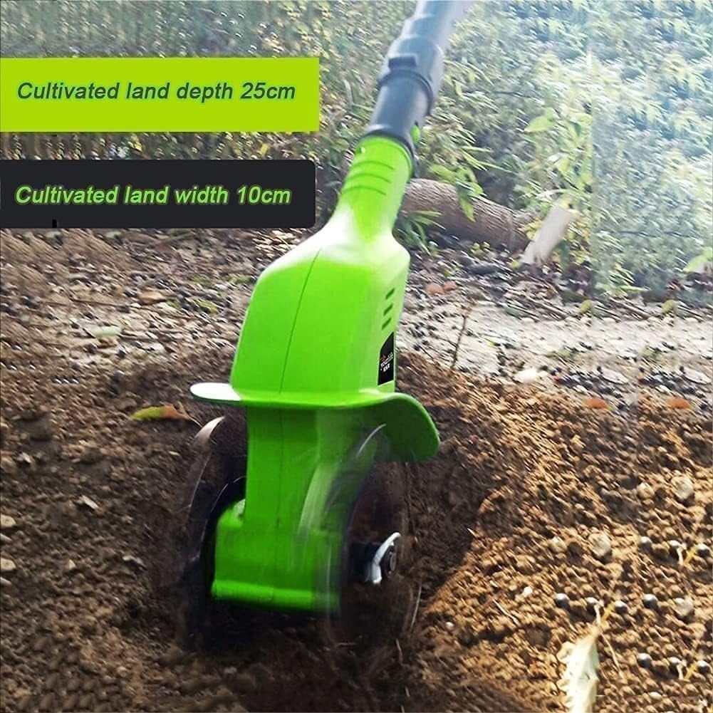 MekUk Garden Tiller & Cultivator Cordless Tiller Cultivator, 10cm Working Width, 25cm Tilling Depth, Electric Tiller for Gardening for Garden Care Compacted Soils and Lawn Yard