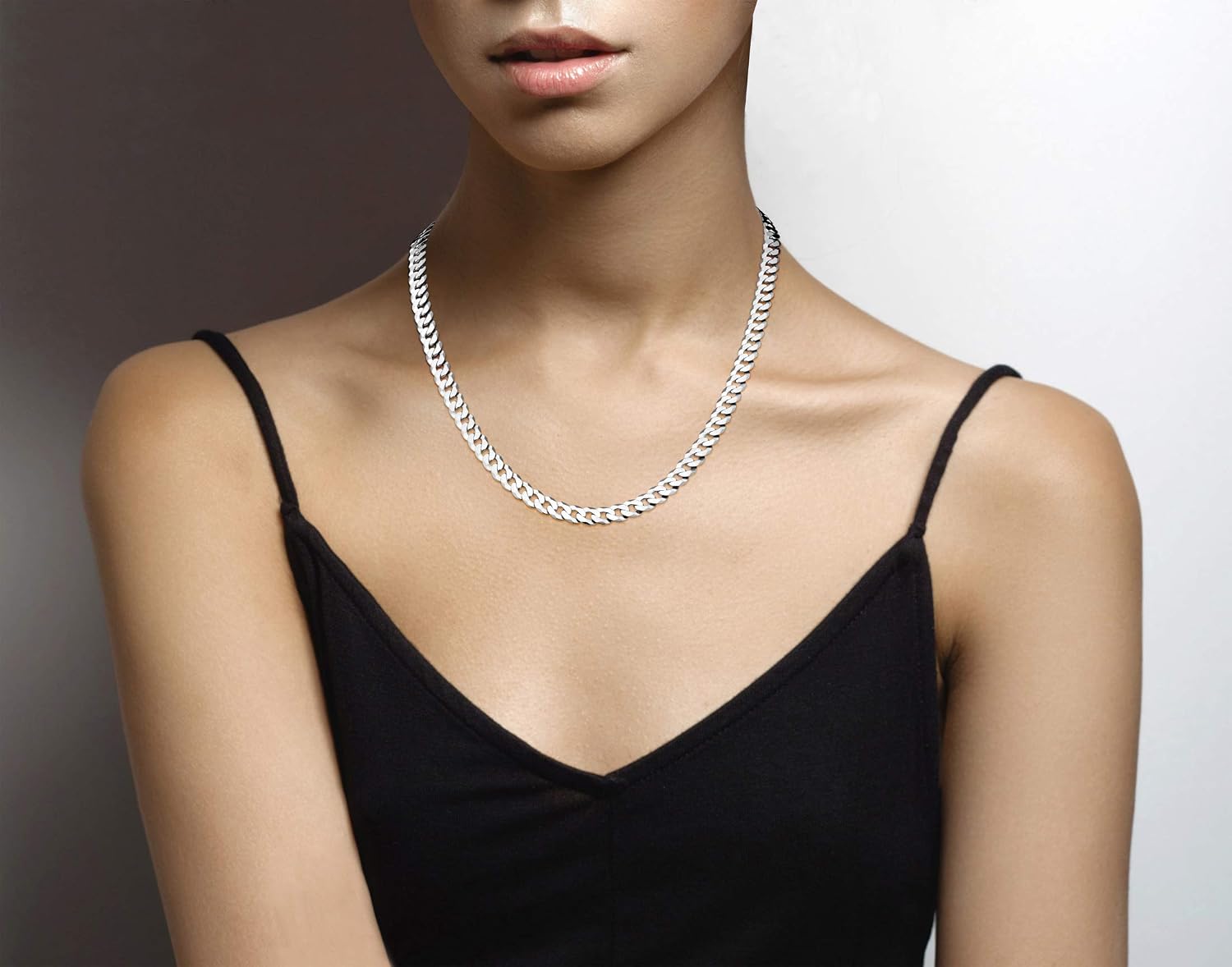 Miabella Solid 925 Sterling Silver Italian 7mm Diamond Cut Cuban Link Curb Chain Necklace for Men Women
