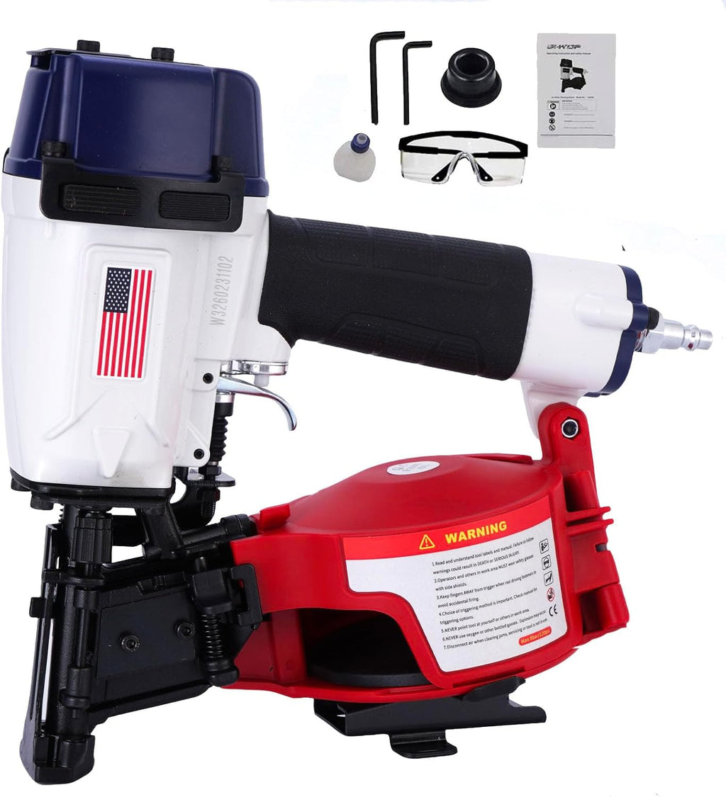 American Style CN45N Roofing Nailer, 15 Degree Roofing Nail Gun, 3/4-Inch to 1-3/4-Inch Coil Nails, 120-pcs Load Capacity Coil Nailer