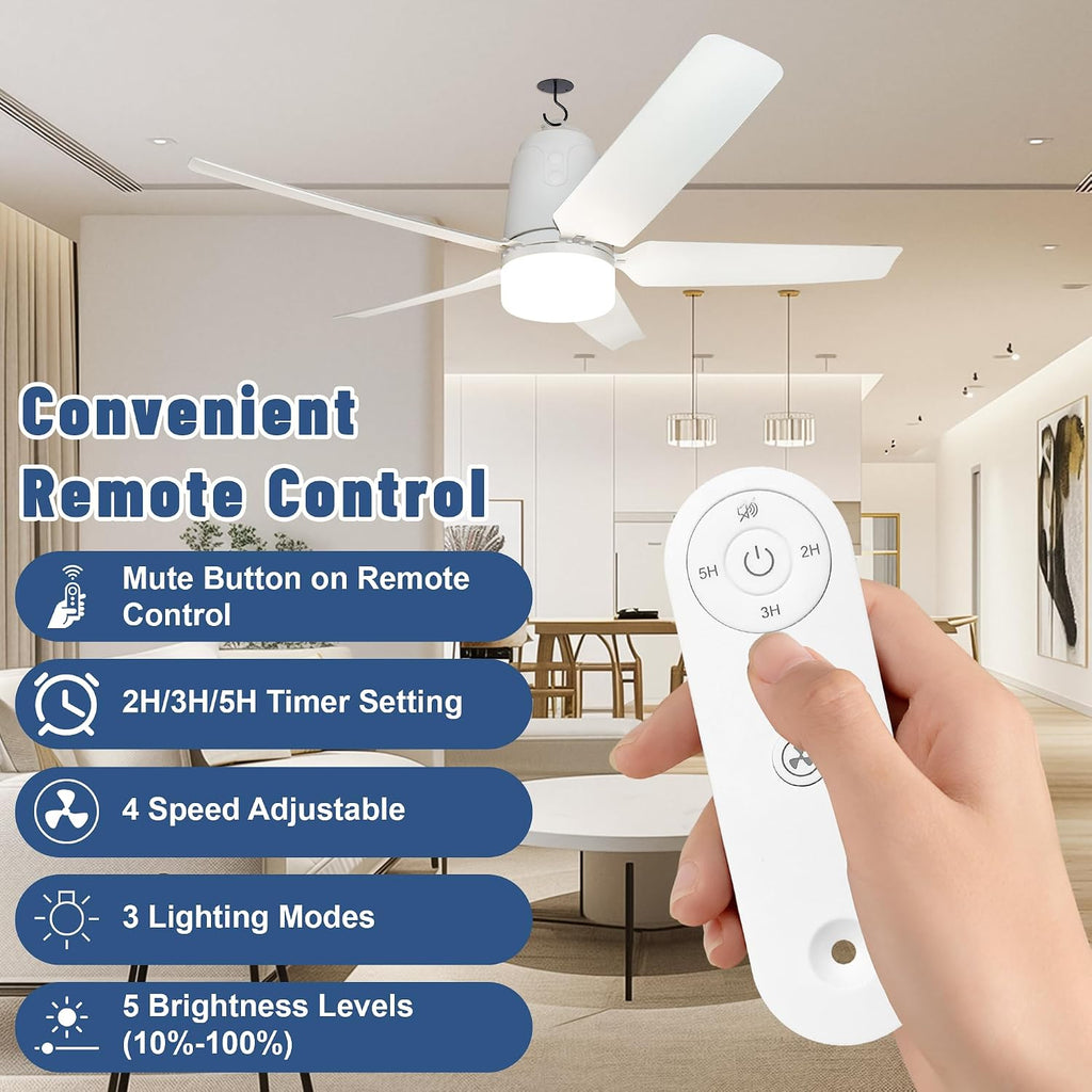 SHUNLEE Solar Outdoor Ceiling Fan Light 31.5'', 60W Solar Powered Portable Gazebo Fan With Remote and Hook, 3000K-6000K LED, 40000mAh Large Hanging Canopy Fan (31.5 inch)