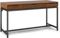 SIMPLIHOME Banting Desk - 60 Inch Wide Solid Wood and Metal Writing Desk in Medium Saddle Brown, Modern Industrial Home Office Computer Table for Study with 2 Drawers and Flip-Down Keyboard Tray