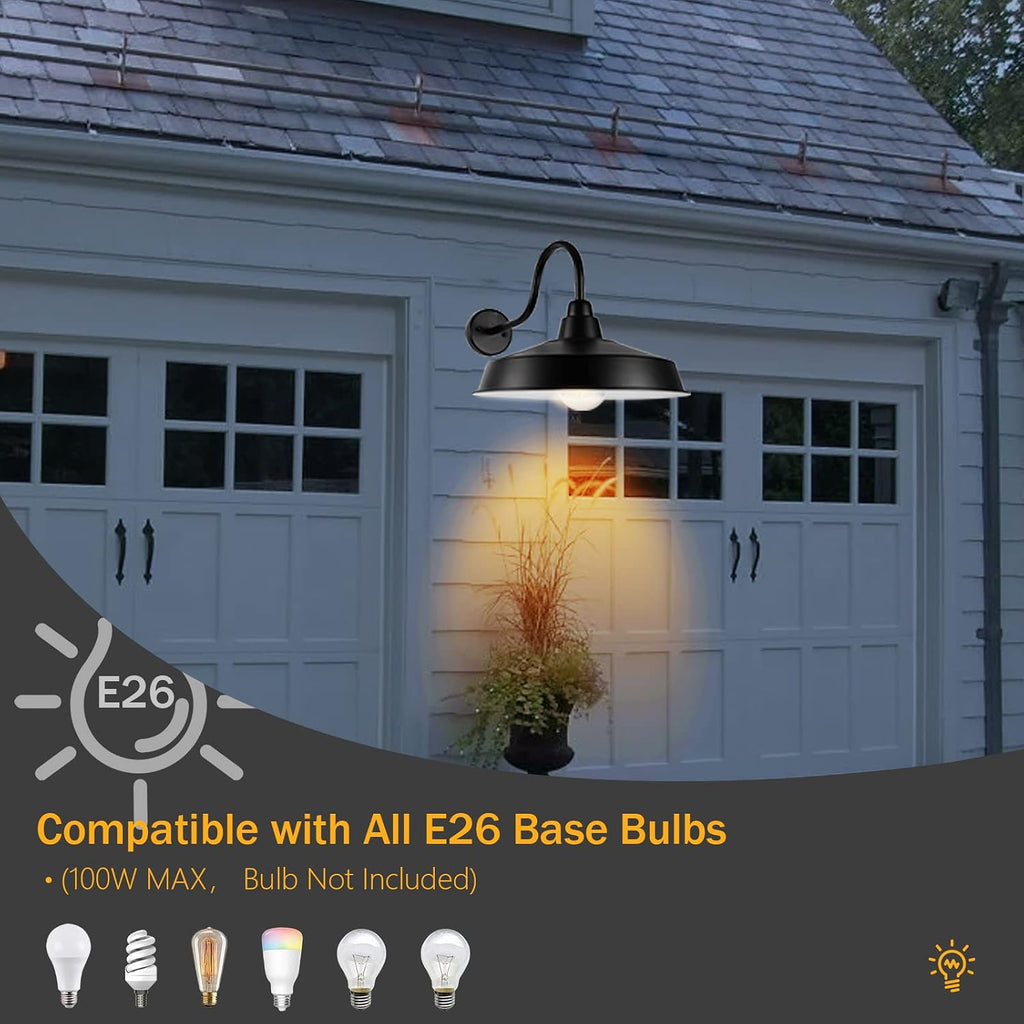 Barn Lights Outdoor, 16 Inch Dome Large Farmhouse Exterior Light Fixtures Wall Mount, Industrial Outdoor Wall Sconces Outside Made for Gooseneck Barn House Shop Front Porch Garage Entryway