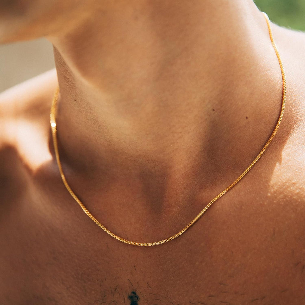 1mm Gold Box Chain Necklace 14K Gold Cable Link Chains for Women and Men Dainty Non-tarnish Necklaces Unisex Gold Jewelry Gifts Sweat Proof and Fade Resistant Lifetime Quality