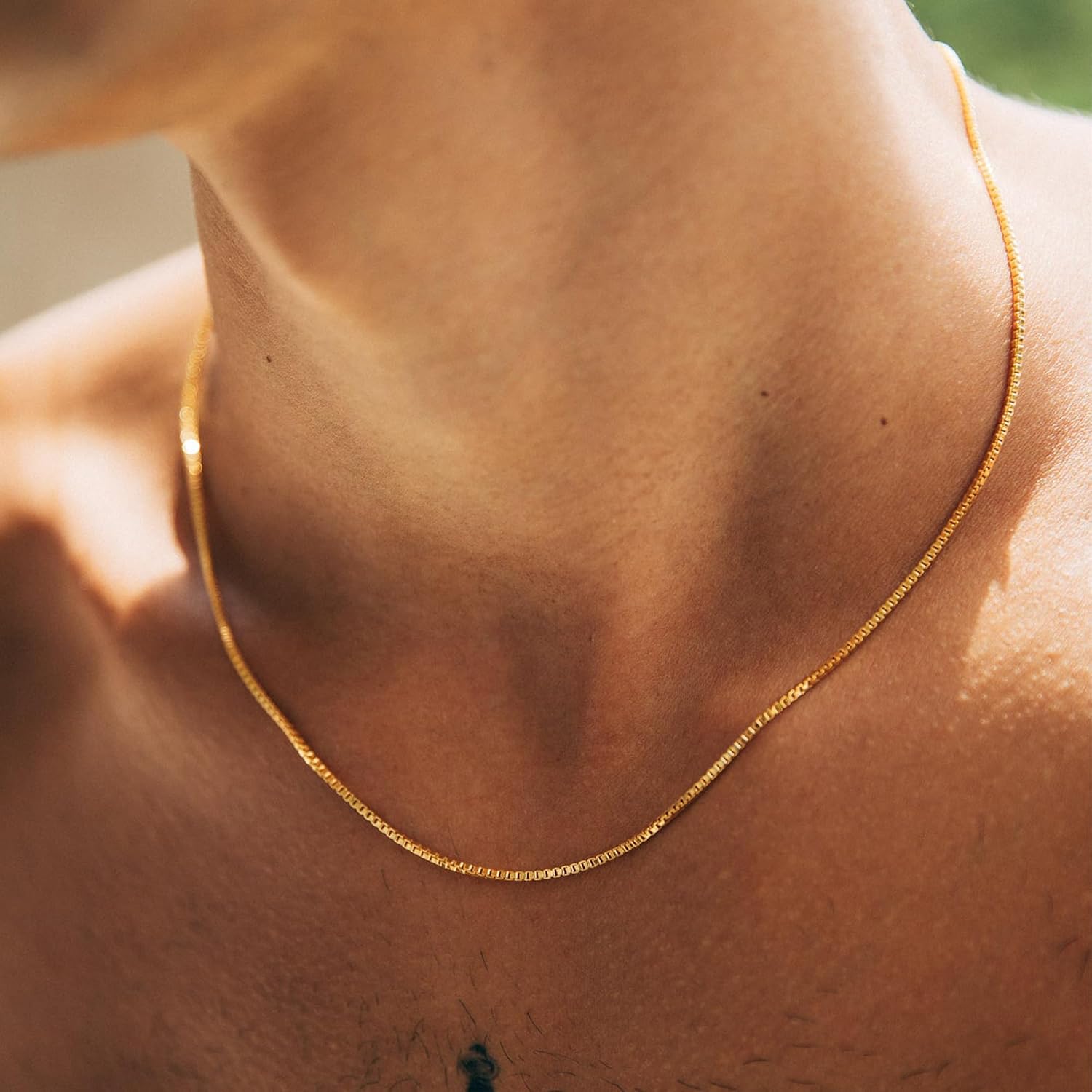 1mm Gold Box Chain Necklace 14K Gold Cable Link Chains for Women and Men Dainty Non-tarnish Necklaces Unisex Gold Jewelry Gifts Sweat Proof and Fade Resistant Lifetime Quality