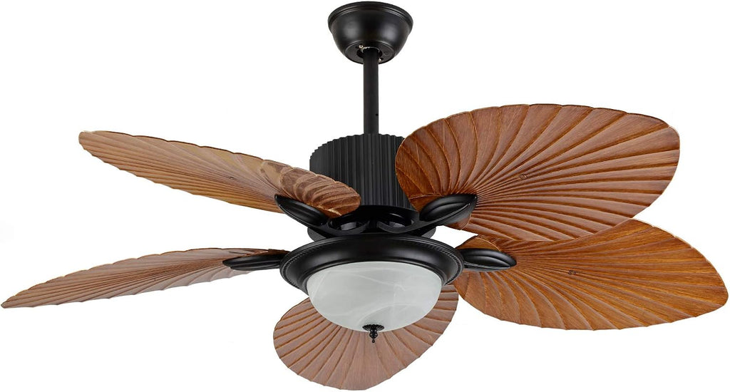 52' Palm Island Bali Ceiling Fan, Outdoor Ceiling Fan Remote Control with 5 Oil Brushed Bronze Palm Leaf, Farmhouse Ceiling Fan for Living Room/Dining Room/Hall (52 Inch B)