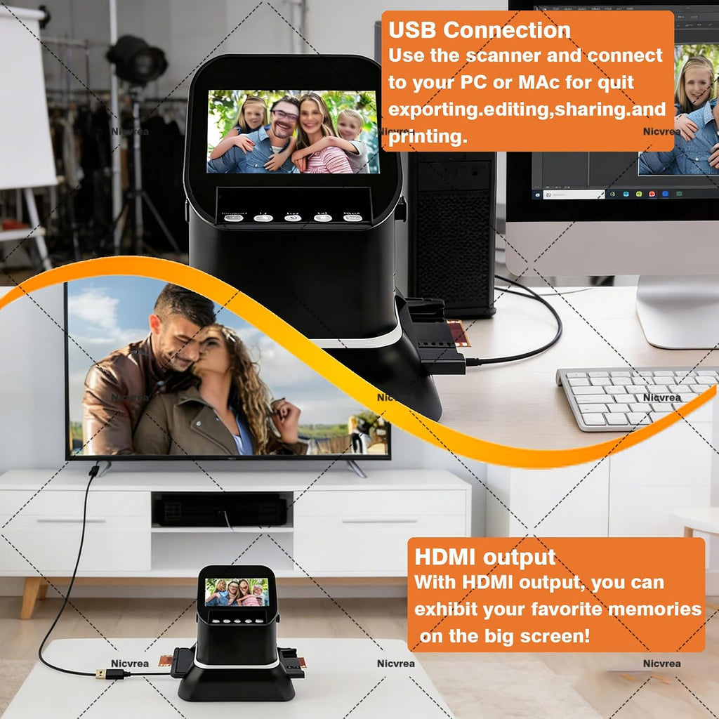 Film Scanner,4.3' LCD, 22MP High-Resolution 35mm, 135, 126, 127 Film & Slide Converter, Quick Digital JPEG Conversion