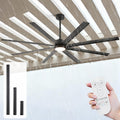 65 Inch All-Weather Outdoor Ceiling Fan with Light and Remote, IP65 Wet Rated, High CFM, 8 Large Black Waterproof Aluminum Blades, Energy Efficient Quiet DC Motor for Patio, Porch, Pergola, Garage