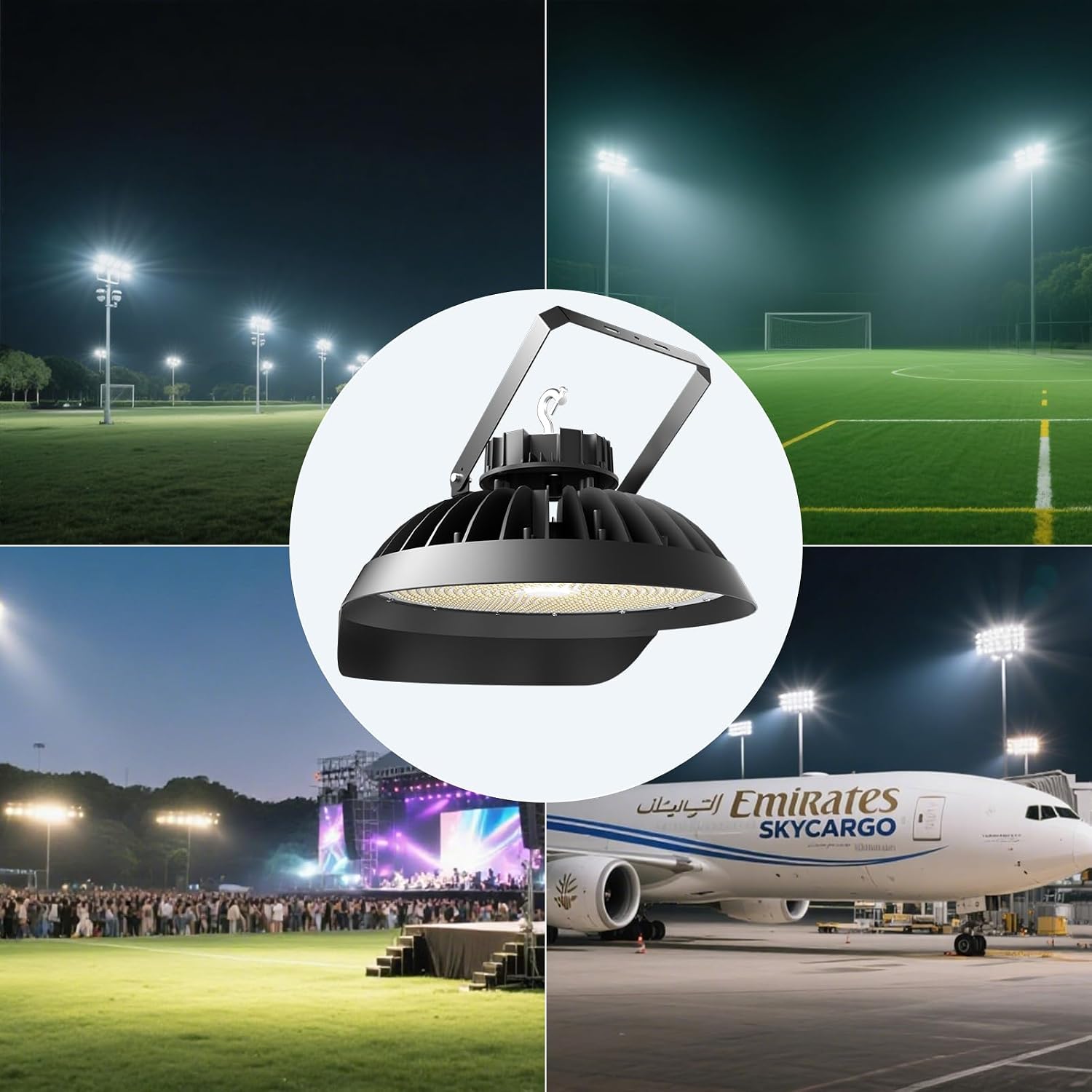 Lightdot 600W LED Stadium Lights with Reflector (Reduce Light Loss, Can Be Removed) 100-277V 90000Lm Commercial LED Sport Lights