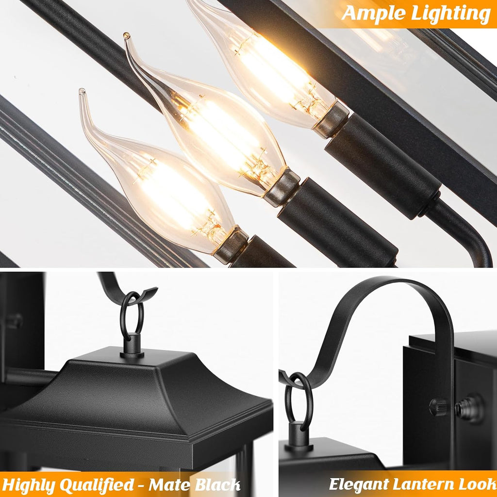 23 Inch GFCI Outlet Dusk to Dawn Outdoor Light for House, Photocell Exterior Lighting Fixture with Receptacles Extra Large Porch Light with Plug Matte Black Outdoor Wall Sconce Light Garage