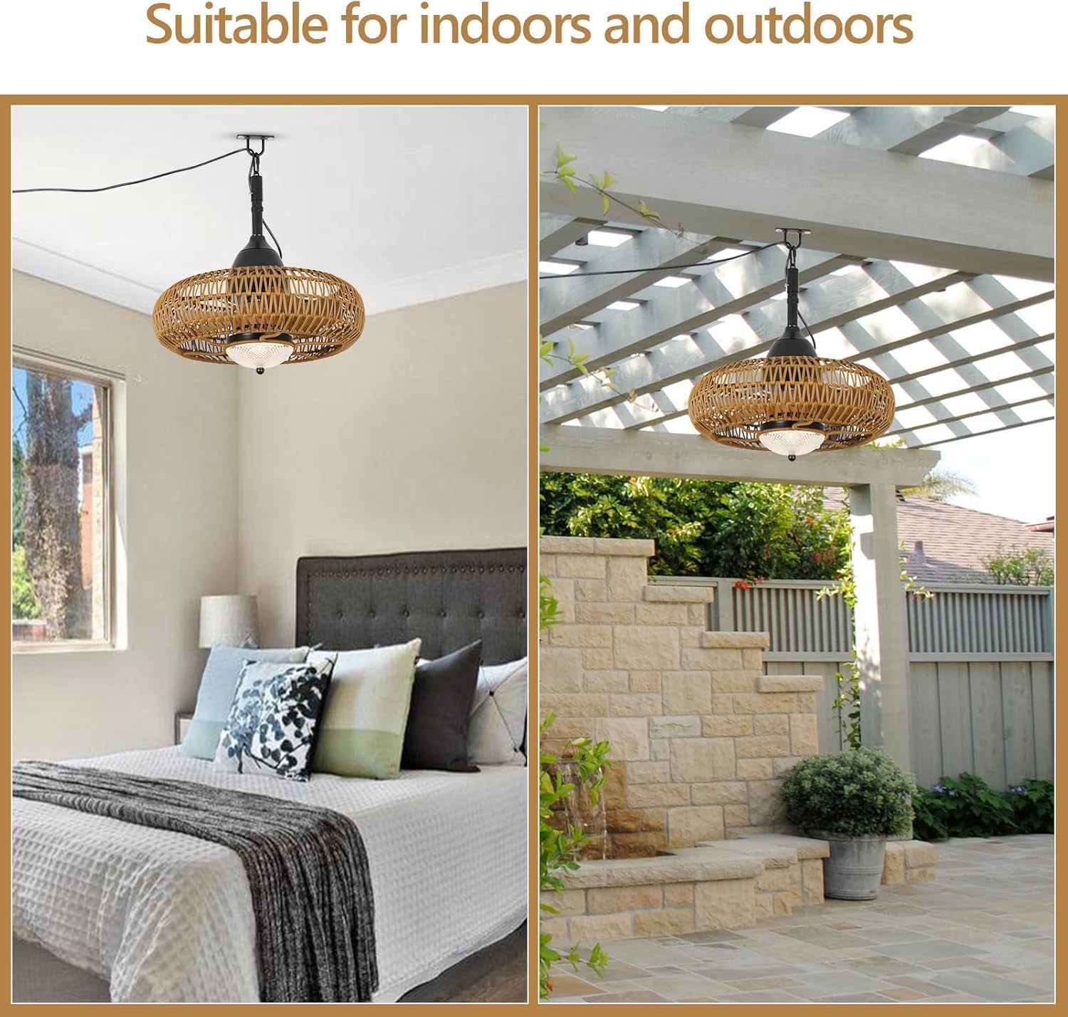 Waterproof Outdoor Ceiling Fan with Lights Remote Control