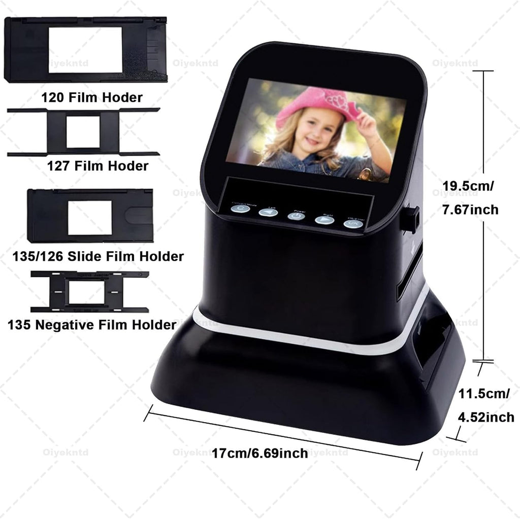 120 High Resolution Film Slide Scanner, for 35mm, 135,126,127 Negatives & Slides to Digital JPEG, Professional Film Scanner Supports Image Preview & Editing