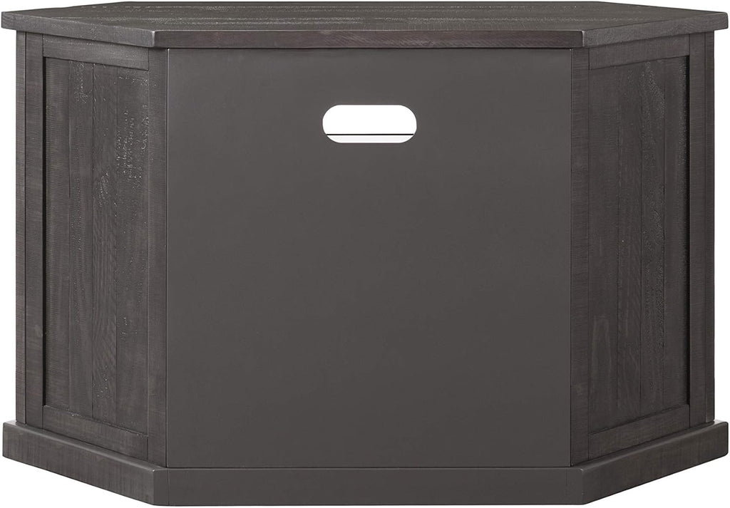 Martin Svensson Home Corner TV Stand - Grey Entertainment Center - Farmhouse Style - with Two Spacious Cabinets and Bottom Shelf for Storage
