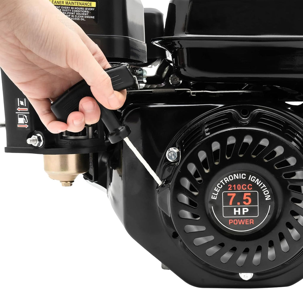 212cc 7.5HP 4 Stroke Gas Engine, 3600RPM Gas Engine with Forced Air Cooling 4-Stroke Electric Start Motor Industrial Grade OHV Gasoline Engine Go Kart Gas Engine Motor for Mowers Garden Tiller