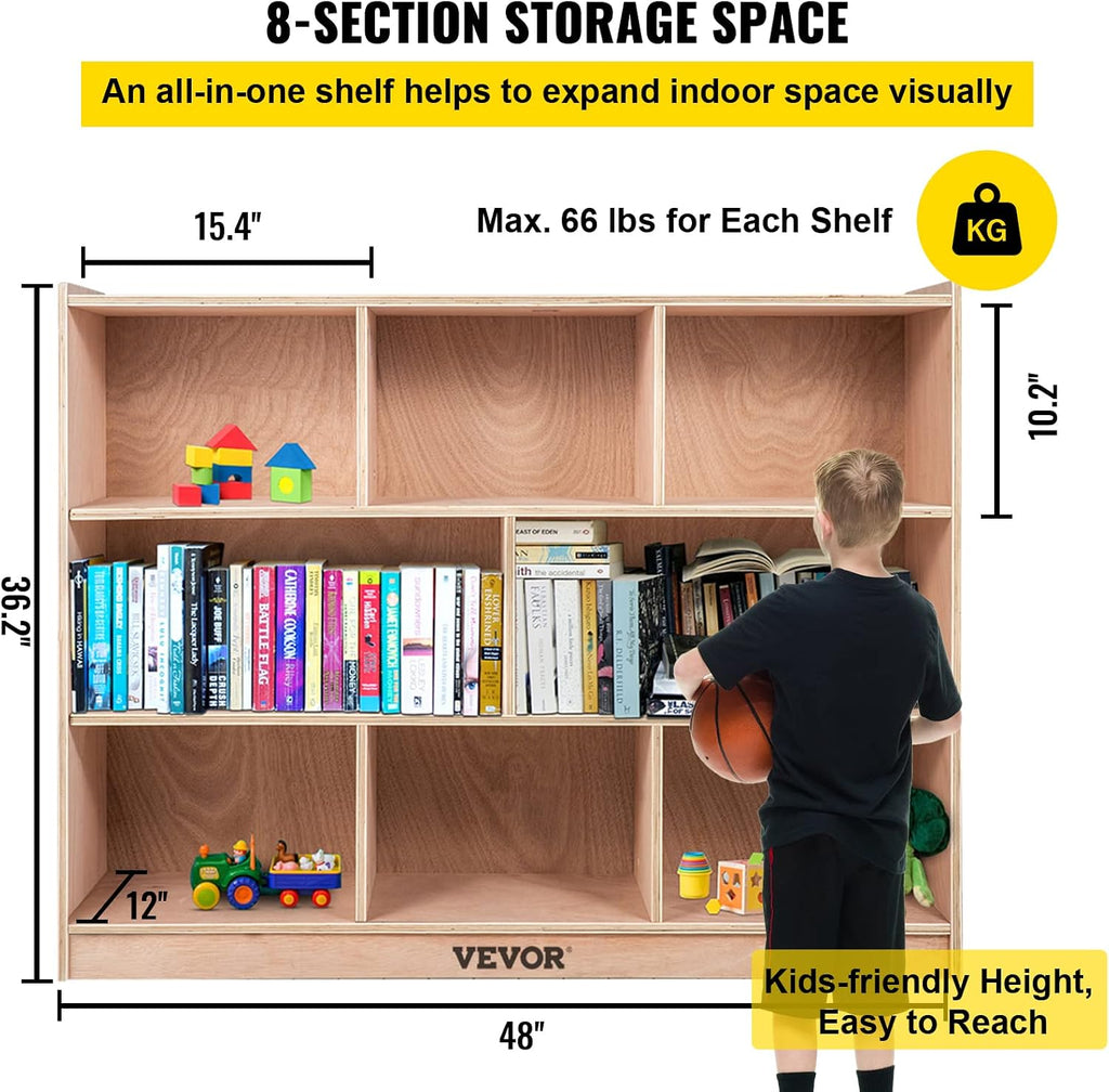 Happybuy 8-Section Cubbies for Classrooms, Cubby Storage Cabinet, Classroom Cubbies, Compartment Storage Cabinet, Classroom Furniture for Home, School, Kindergarten