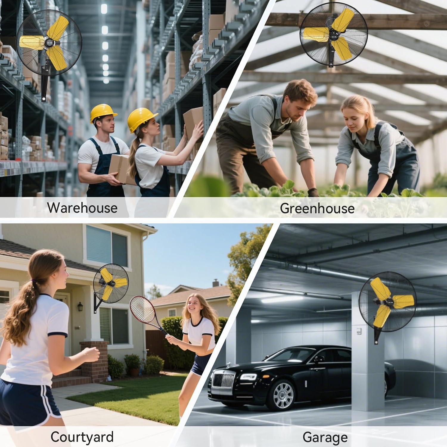 CCGIRU 8800 CFM 26' Outdoor Commercial Wall Fan Oscillating, IP44 Waterproof Wall Mount Fan, Heavy Duty, 3 Speed, Adjustable Tilt for Factory, Warehouse, Garage, ETL Listed